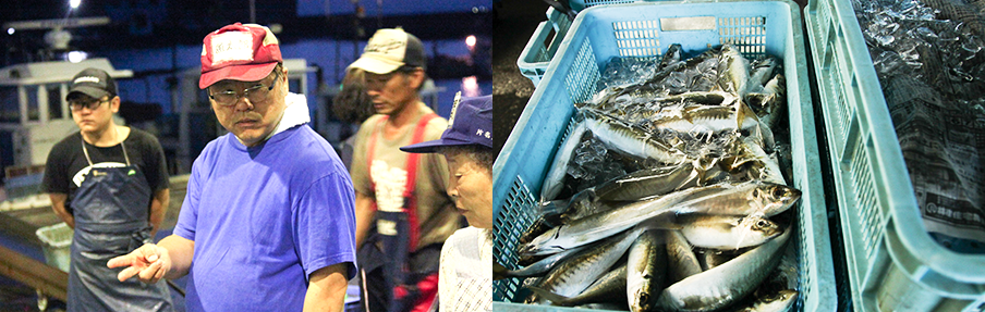 知多半島の朝獲れの新鮮な魚貝類を、漁港から直接仕入れ