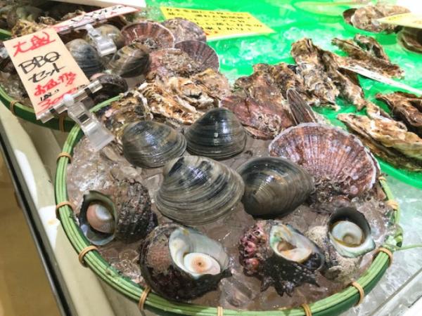 「鮮魚市場購入商品➡浜焼きBBQへ持込自由」