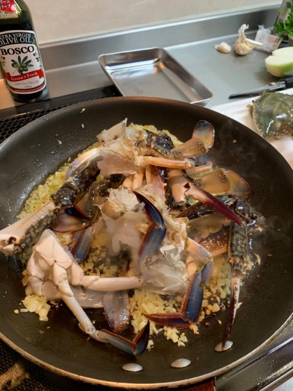 南知多産 渡り蟹が大漁でお値打ち! パスタに挑戦!